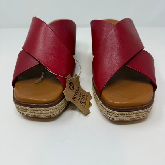 Bertuci Leather Sandals Women's 9.5 (41) Red Espadrilles Wedge Heel Summer NWT - Picture 6 of 15